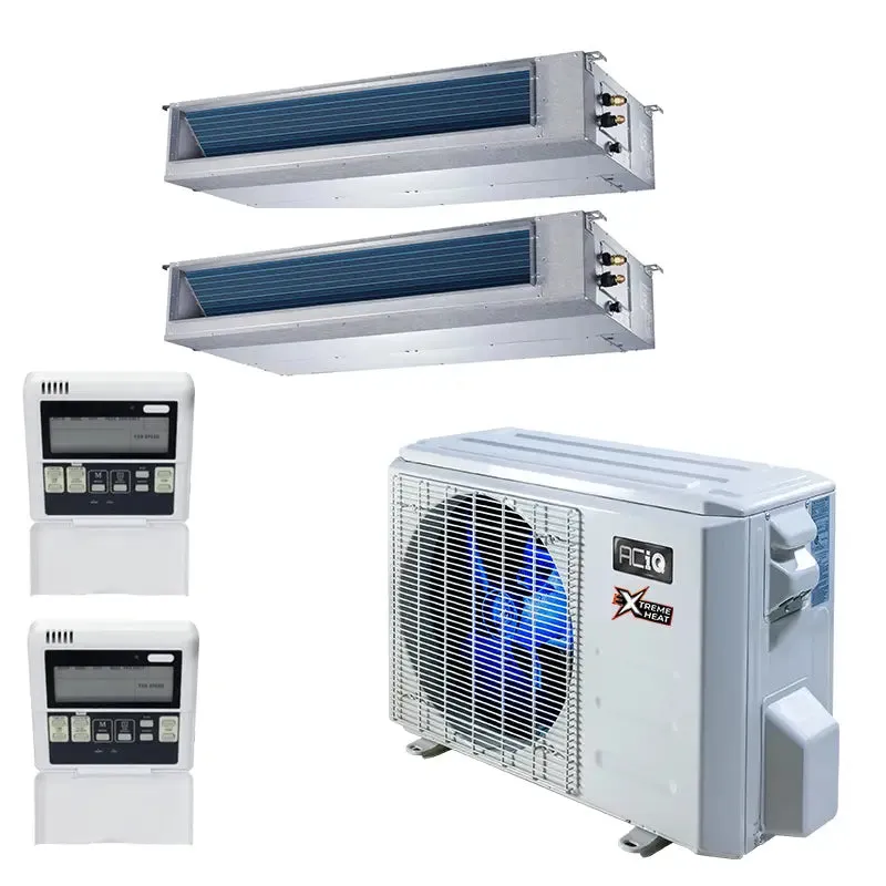 18,000 BTU 22.3 SEER2 ACiQ 2-Zone Concealed Duct Mini Split System w/ Extreme Heat - 9 9