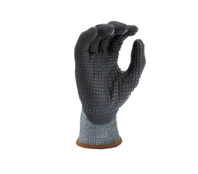 18G Blue Turnbull Shell(ANSI CUT A2), Black Micro-Foam Nitrile 3/4 Coated Gloves With Nitrile Dots