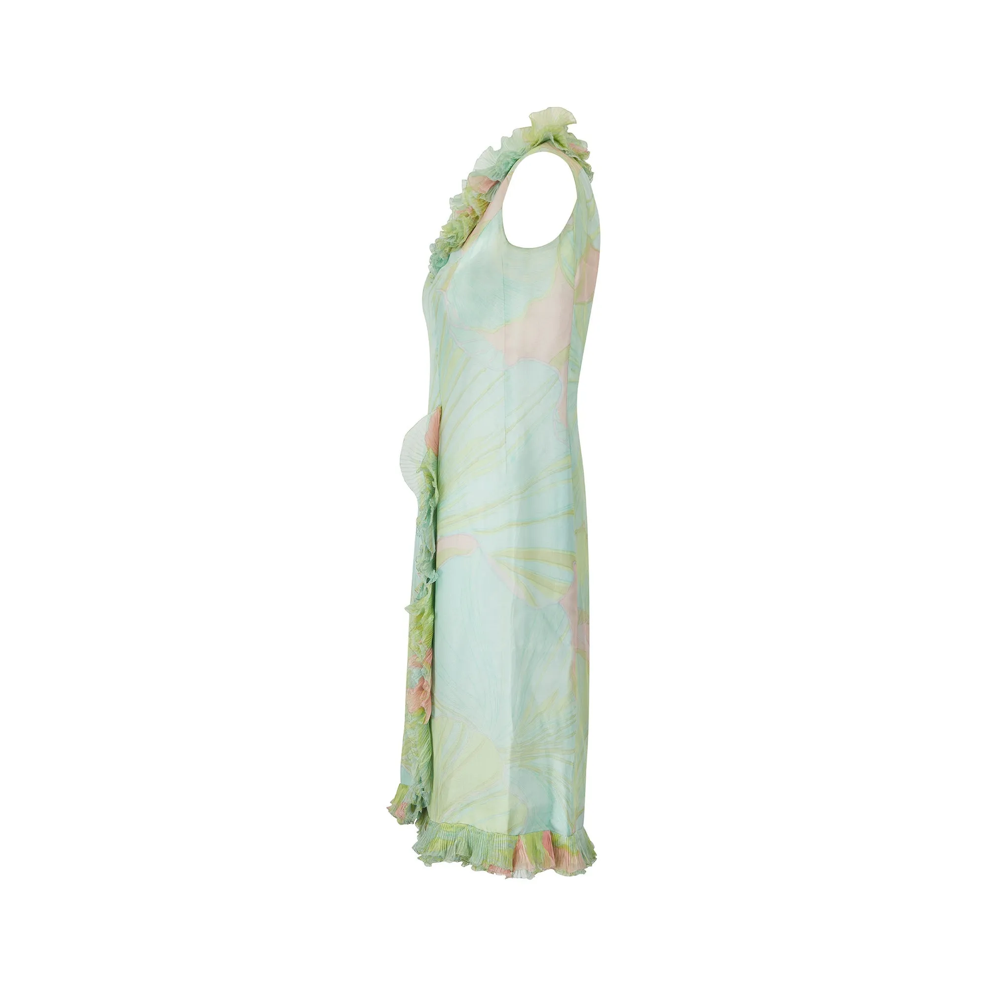 1960s Pastel Silk Chiffon Shift Dress