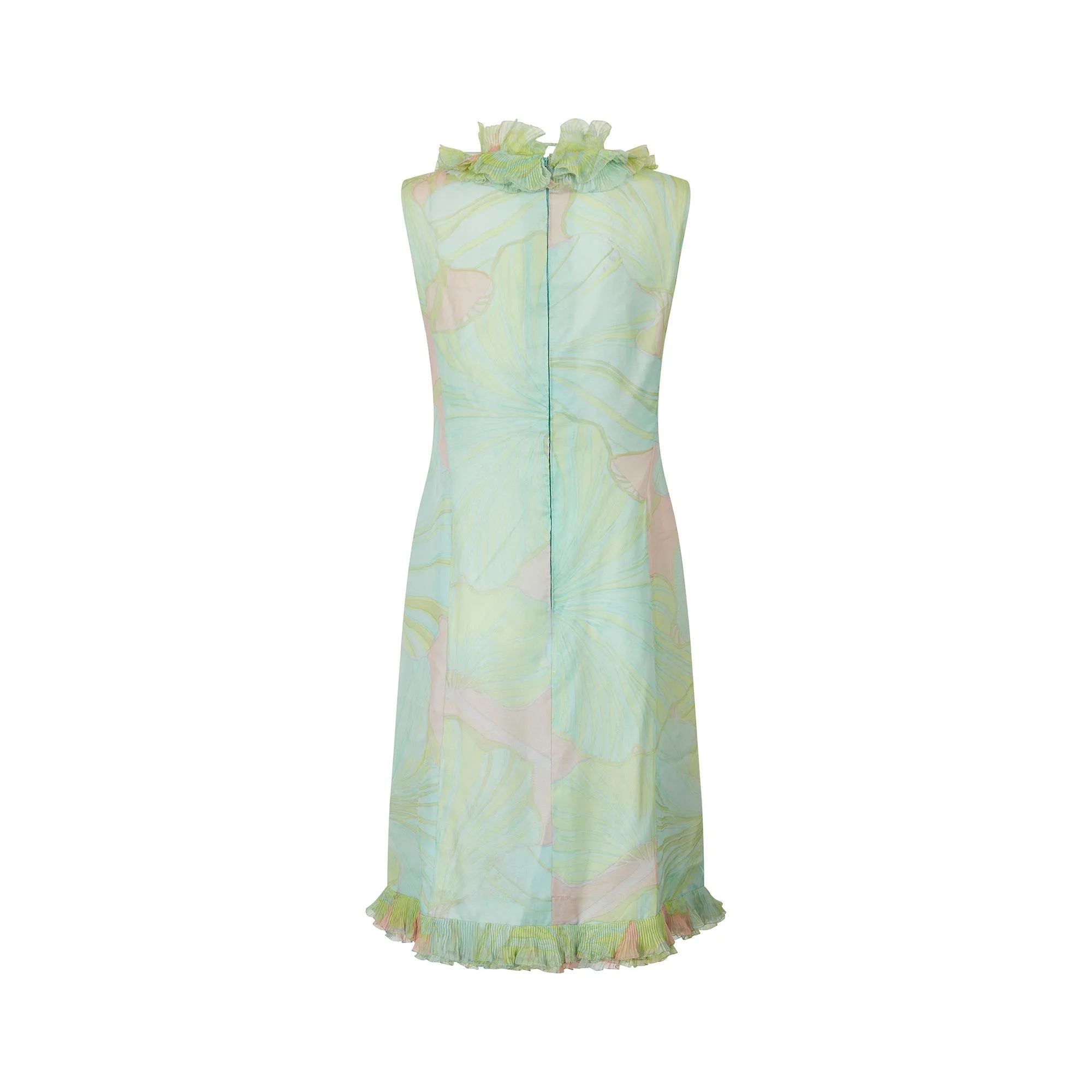 1960s Pastel Silk Chiffon Shift Dress