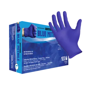 (70 Case/Full Pallet) GripStrong Cobalt Blue Nitrile Gloves (4 mil) | Industrial Grade | Case of 1000