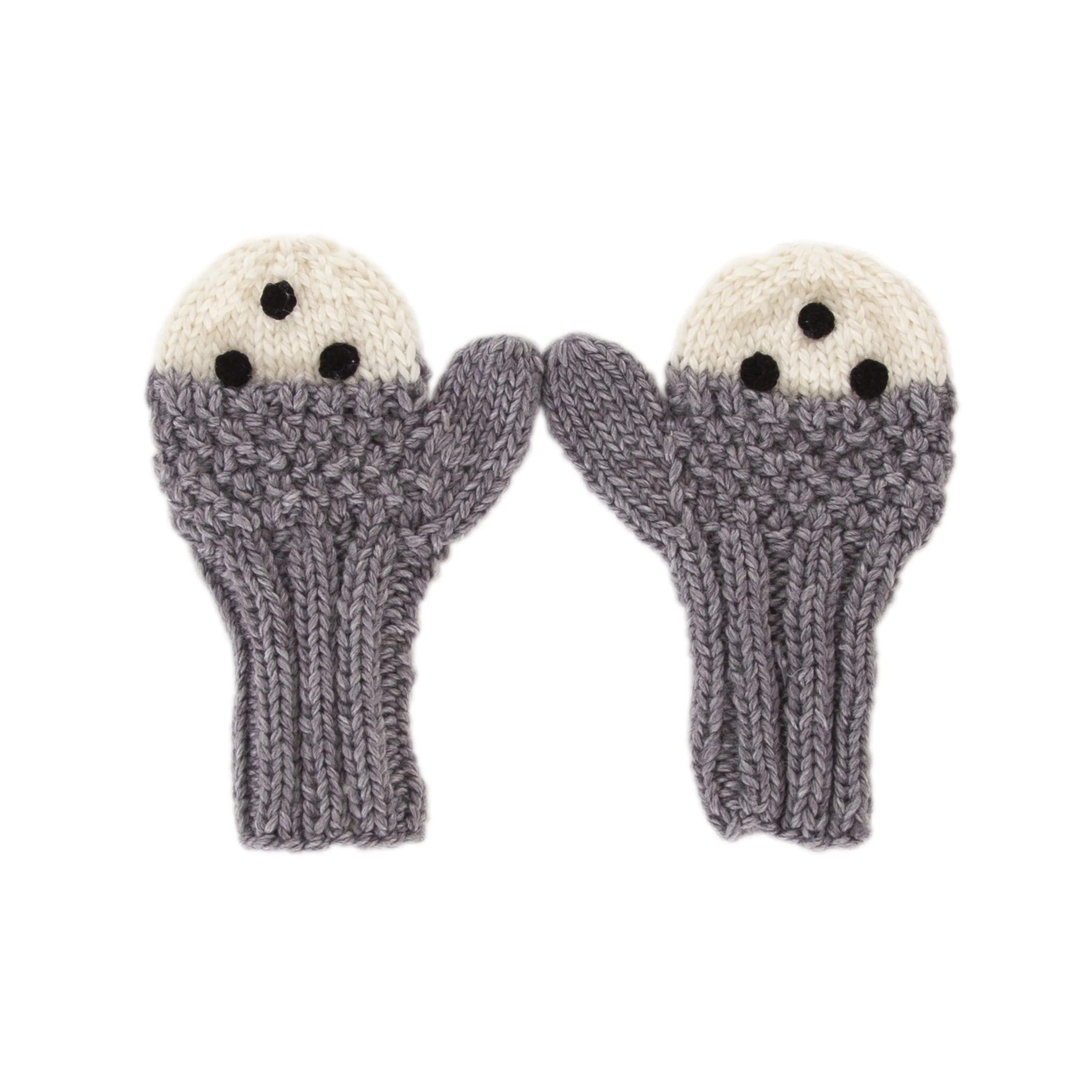 Acorn Bear Face Mittens - Grey