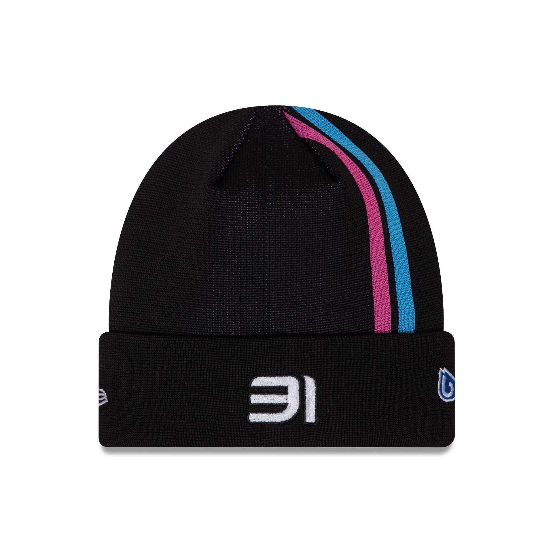 Alpine Racing Black Esteban Ocon Stripe Cuff Knit Beanie Hat