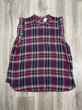 Blouse Sleeveless By Loft In Plaid Pattern, Size: Xl