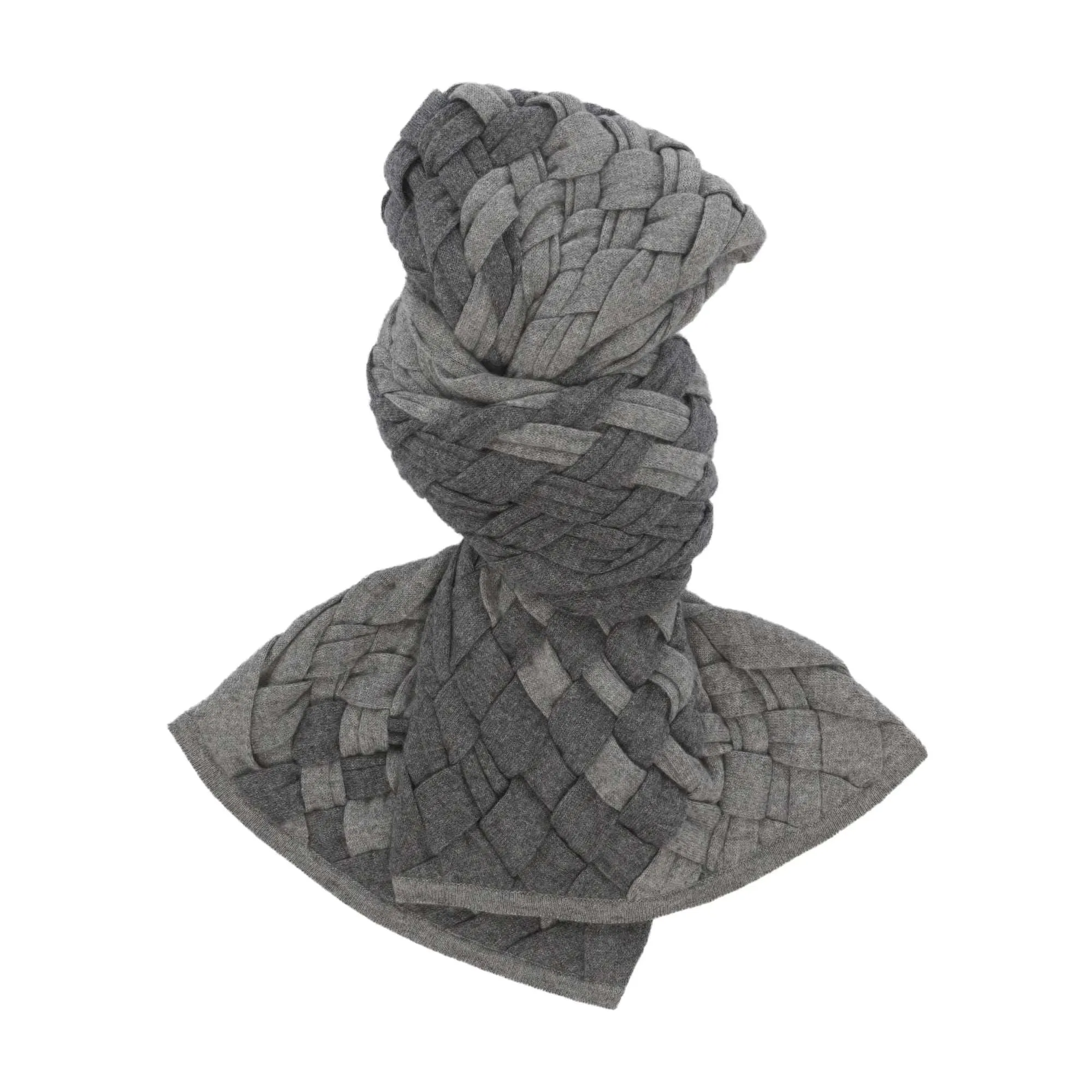 Braided Cashmere Scarf in Grey