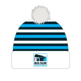 BSIM Beanie - Tech Pom -White/Stripes- White Pom