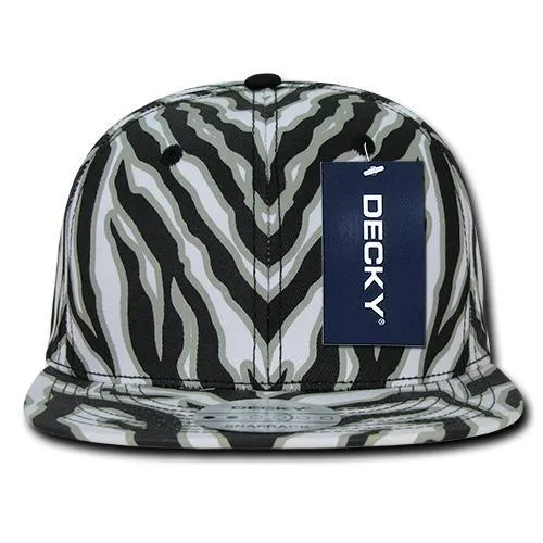 Decky 1060 Zebra/Tiger Snapback Flat Bill Hat