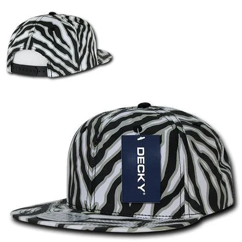 Decky 1060 Zebra/Tiger Snapback Flat Bill Hat