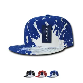 Decky 1125 Splat Snapback Hat, Paint Splatter Flat Bill Cap