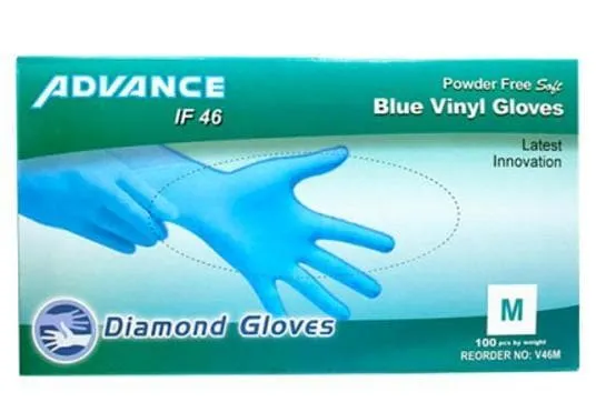 Disposable Gloves Diamond Advance Blue Vinyl Industrial Gloves 4 Mil CDV46