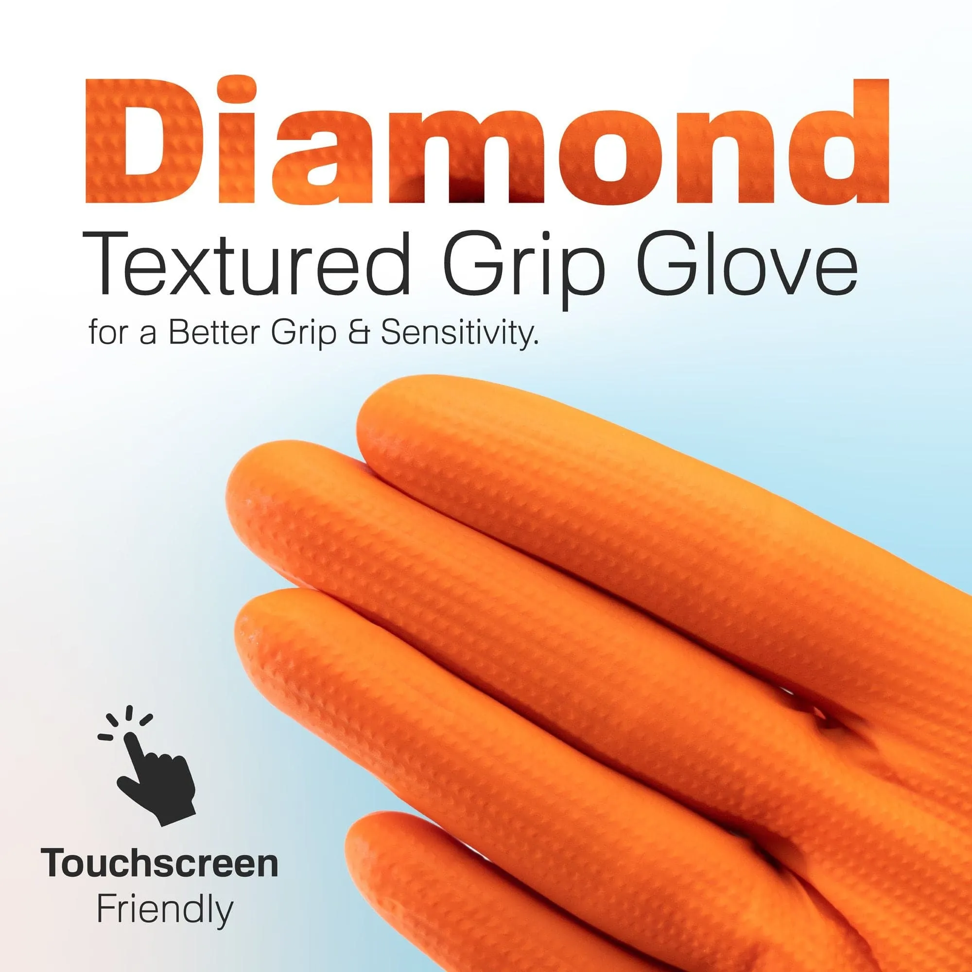 Disposable Gloves Raxwell, Nitrile Exam Gloves Orange 8.5 mil (RX500OR)