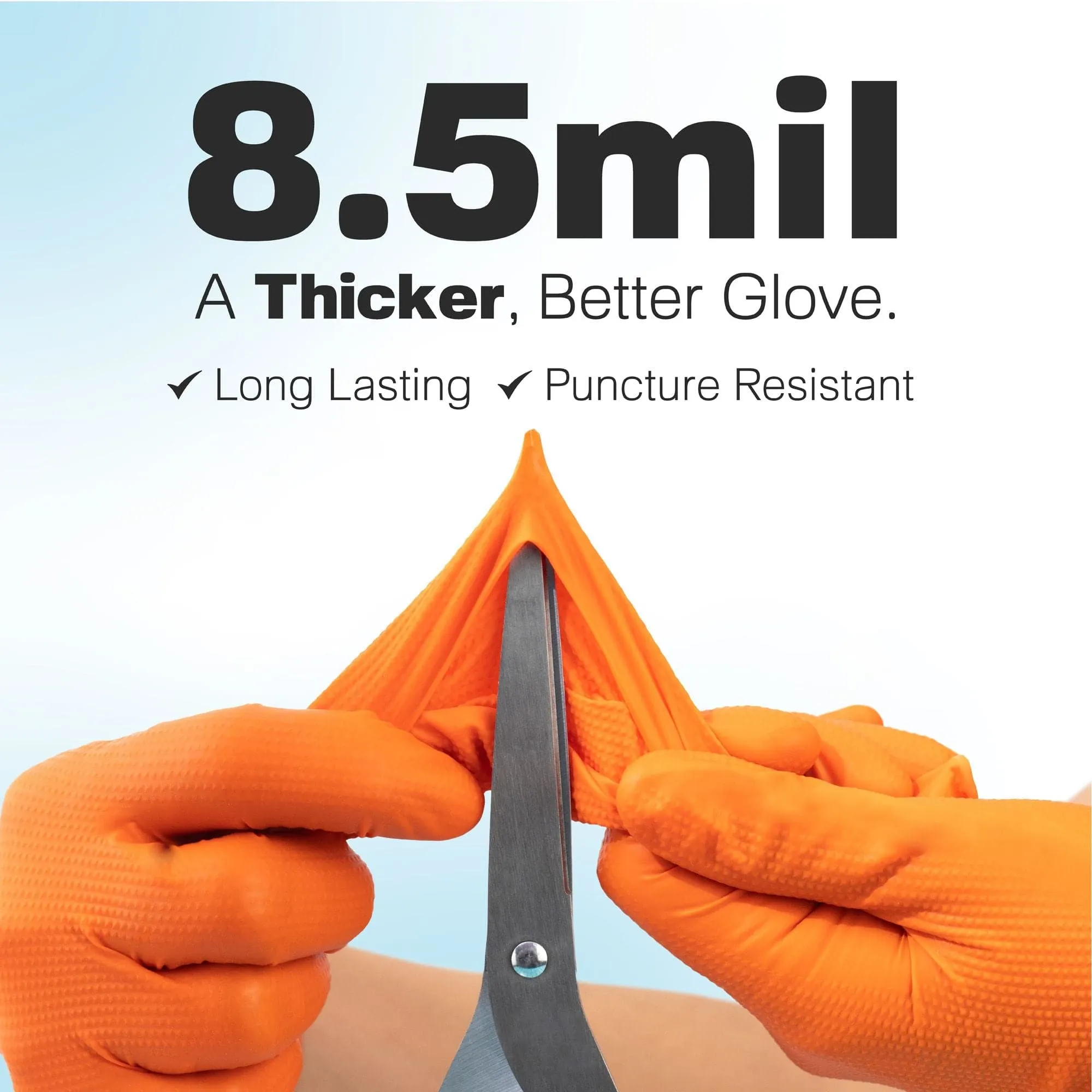 Disposable Gloves Raxwell, Nitrile Exam Gloves Orange 8.5 mil (RX500OR)