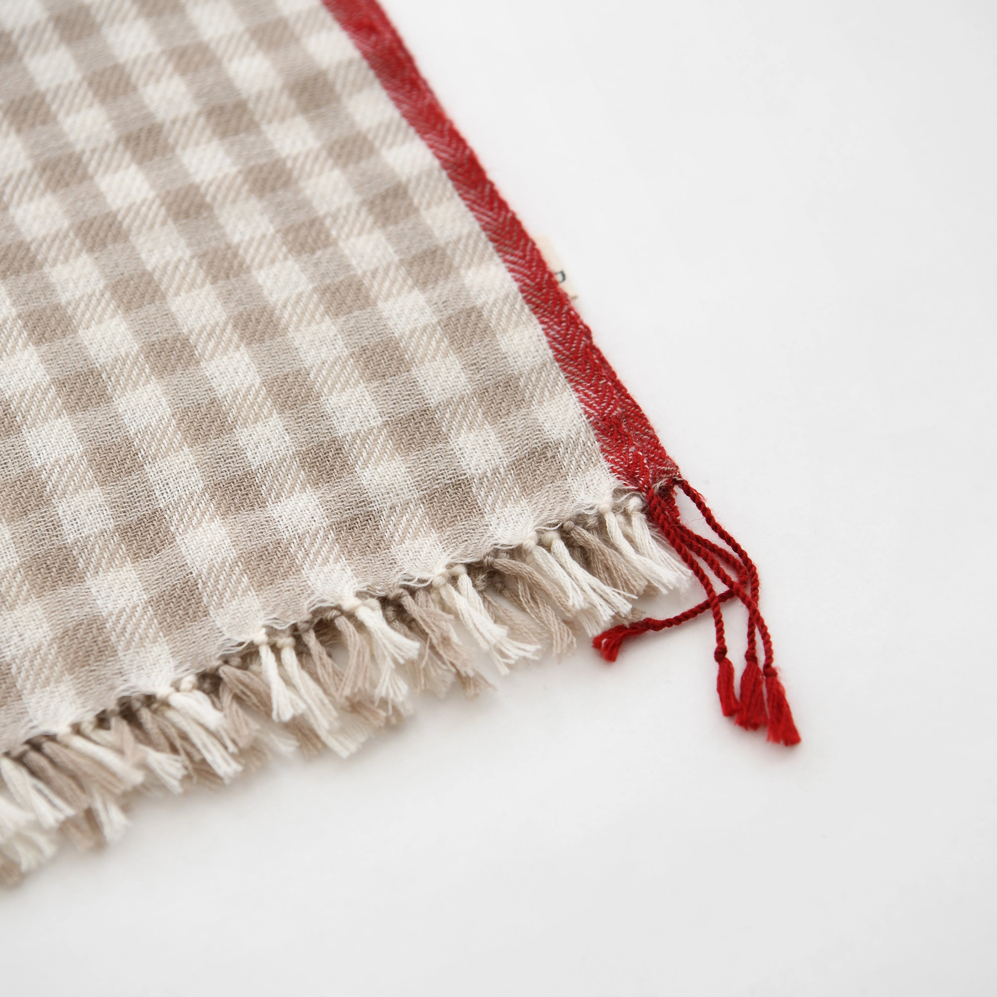 Goldfinch Cashmere Gingham Bandana - Taupe