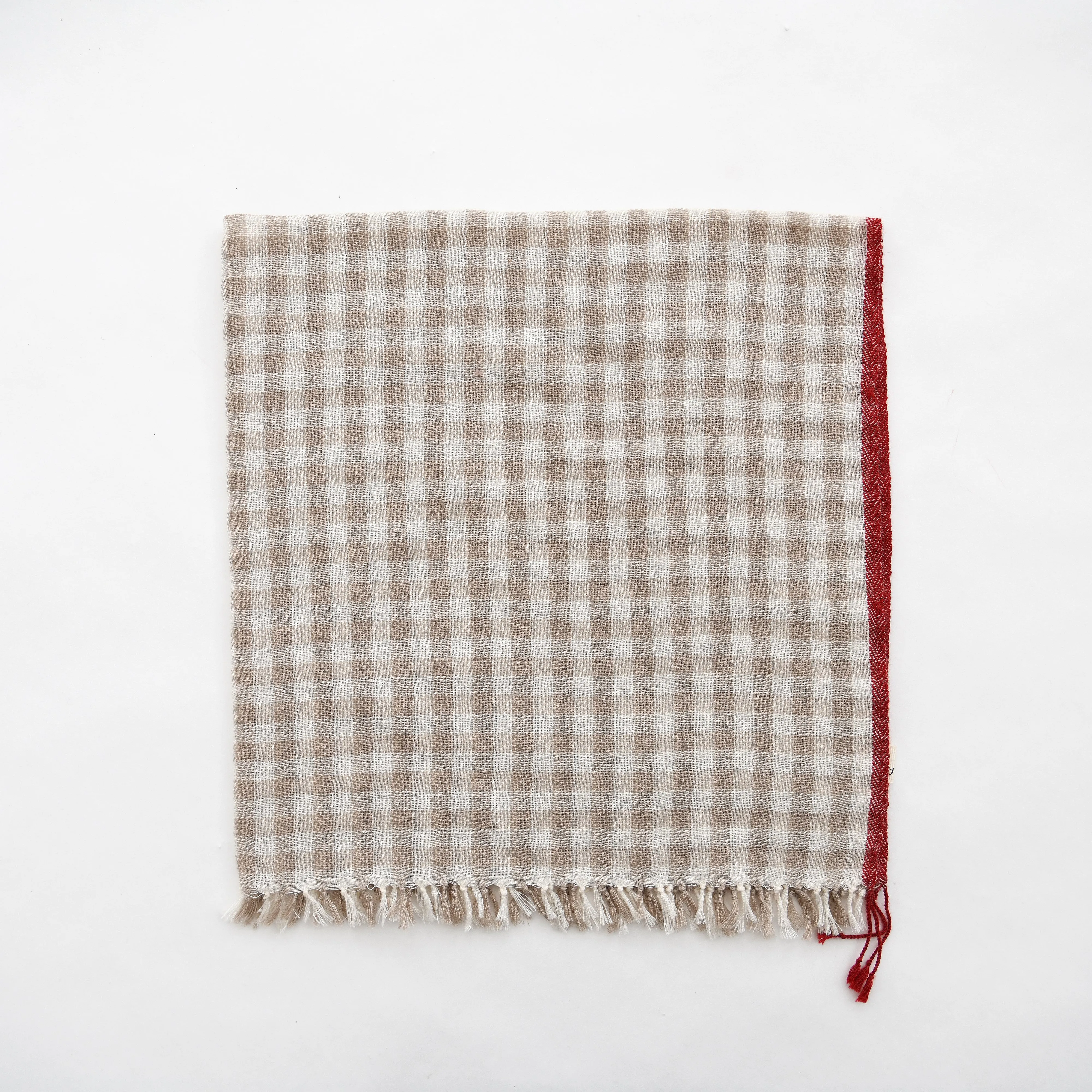 Goldfinch Cashmere Gingham Bandana - Taupe