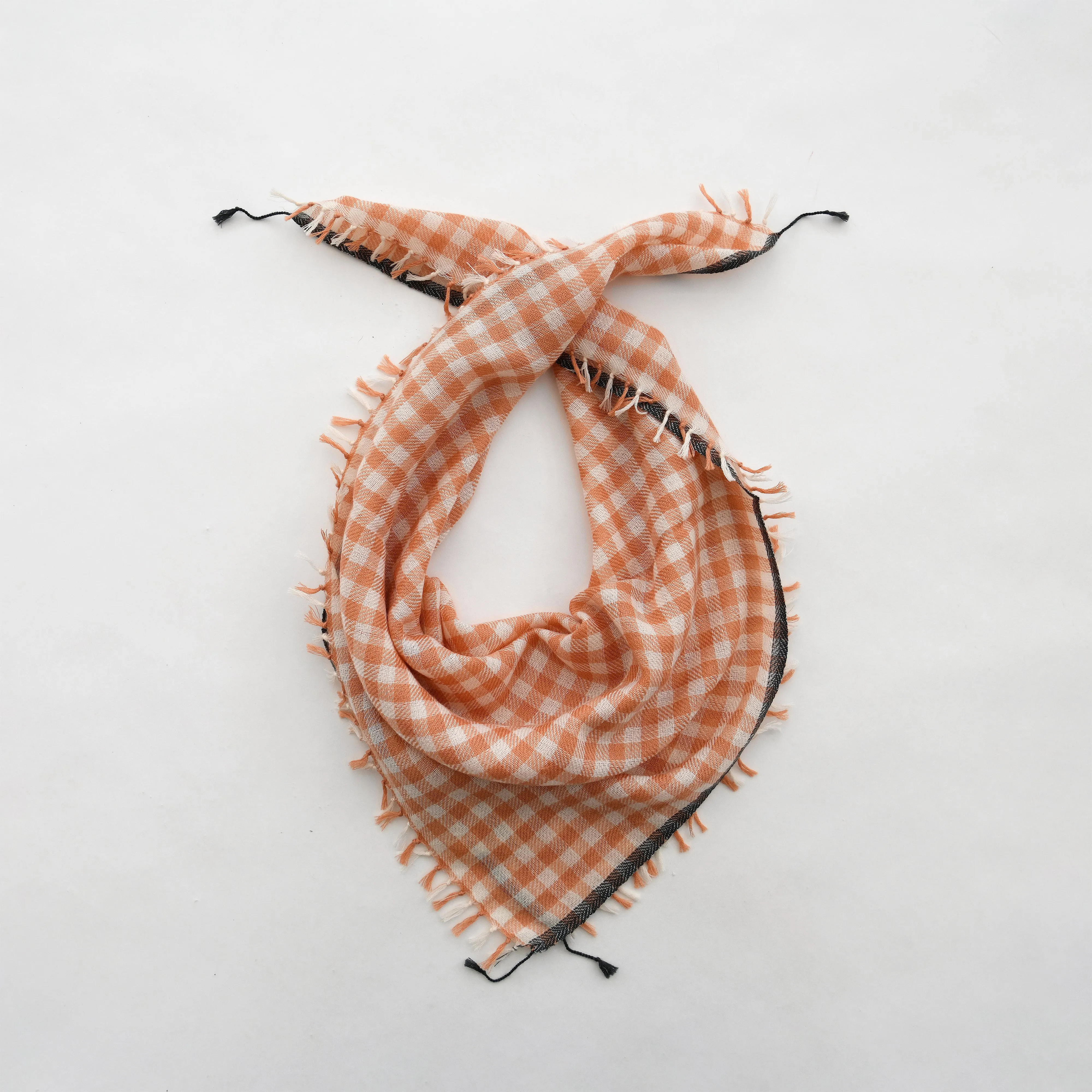 Goldfinch Cashmere Gingham Bandana - Terracotta