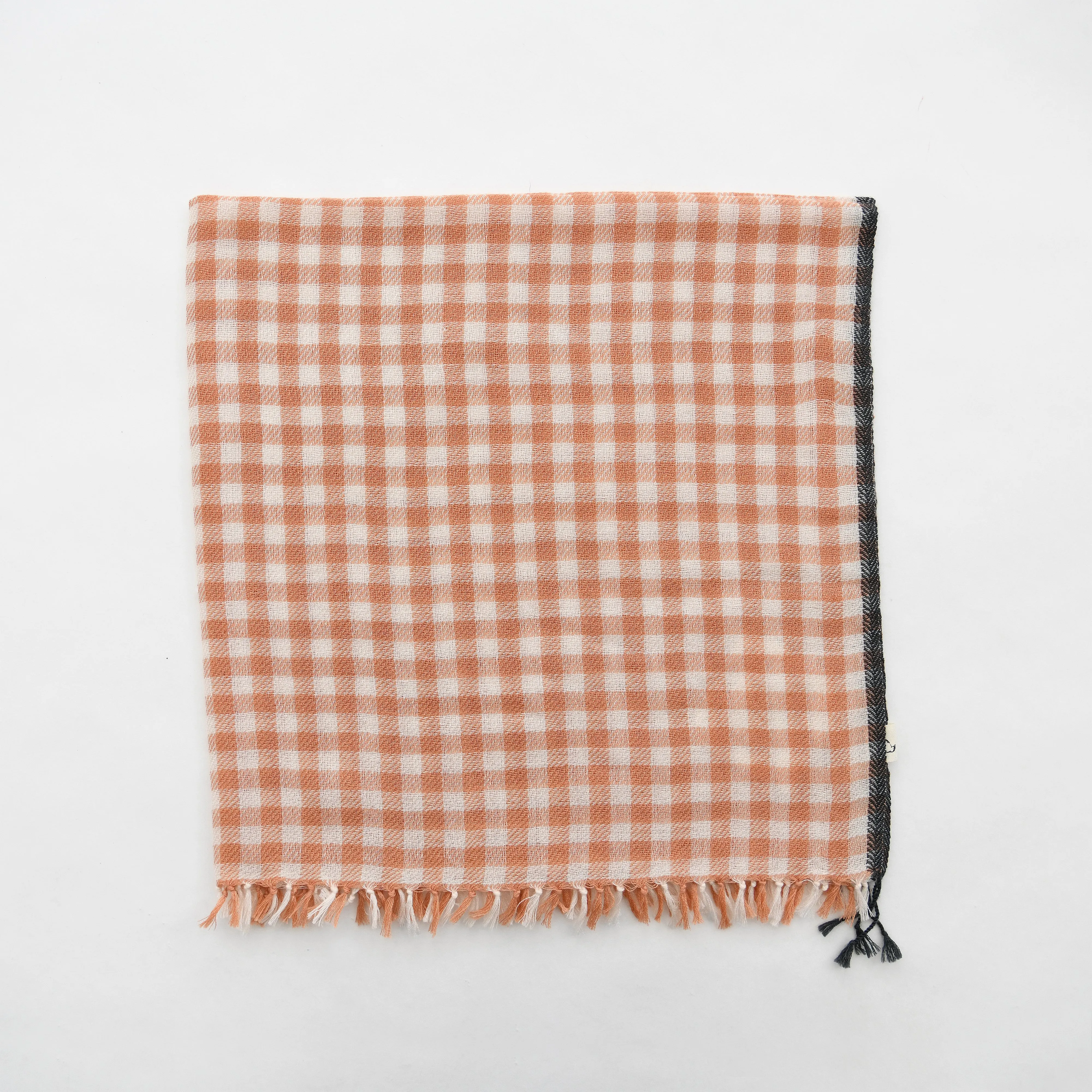 Goldfinch Cashmere Gingham Bandana - Terracotta