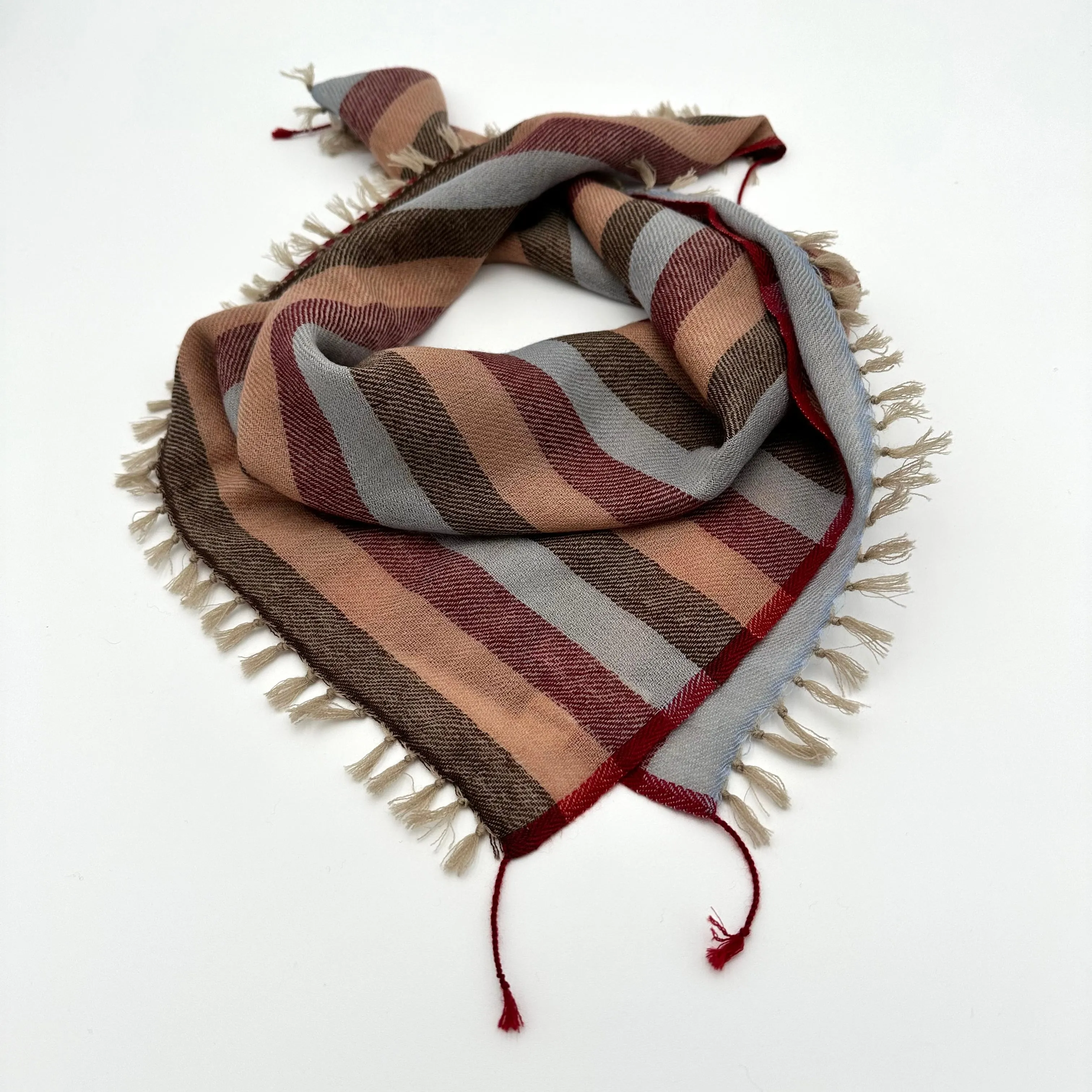 Goldfinch Cashmere Stripe Bandana - Sky   Chocolate   Burgundy