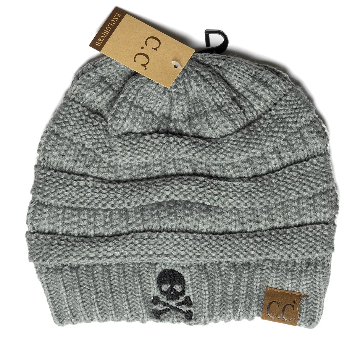 Gray Skull & Crossbones Women's CC Beanie