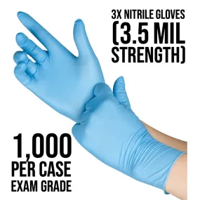 (In-Stock) 3.5X NITRILE GLOVES 1,000 Case (Exam-Grade)