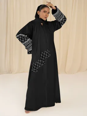 Keffiyeh Pearl Abaya - Black