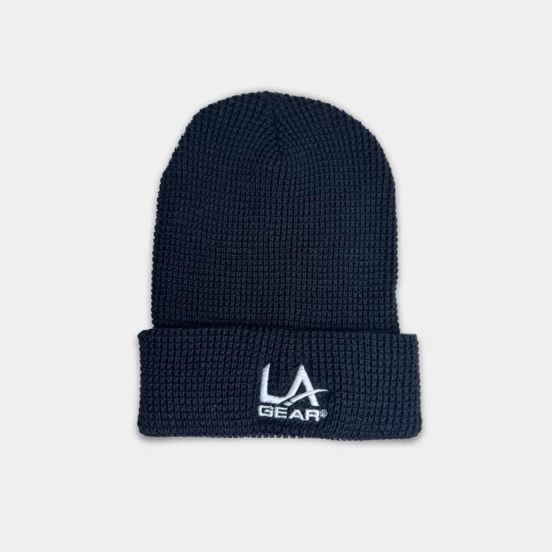 LA GEAR CUFFED WAFFLE EMBROIDERED BEANIE