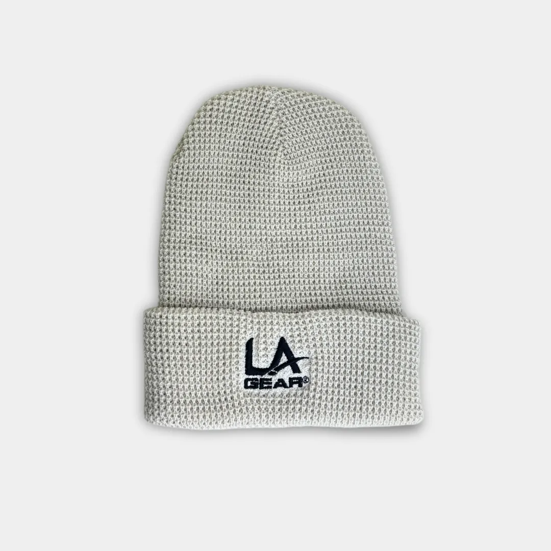 LA GEAR CUFFED WAFFLE EMBROIDERED BEANIE