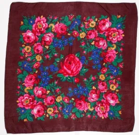 Large Burgundy Floral Scarf