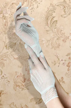 Elegant Duck Egg Blue Le Jardin Fishnet Gloves