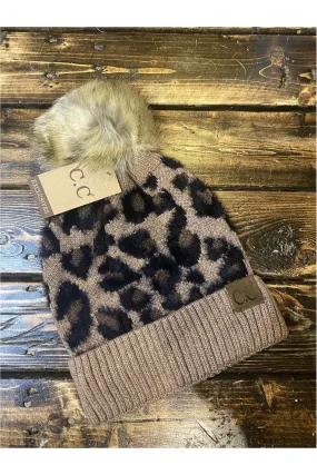 Leopard Pom Beanie