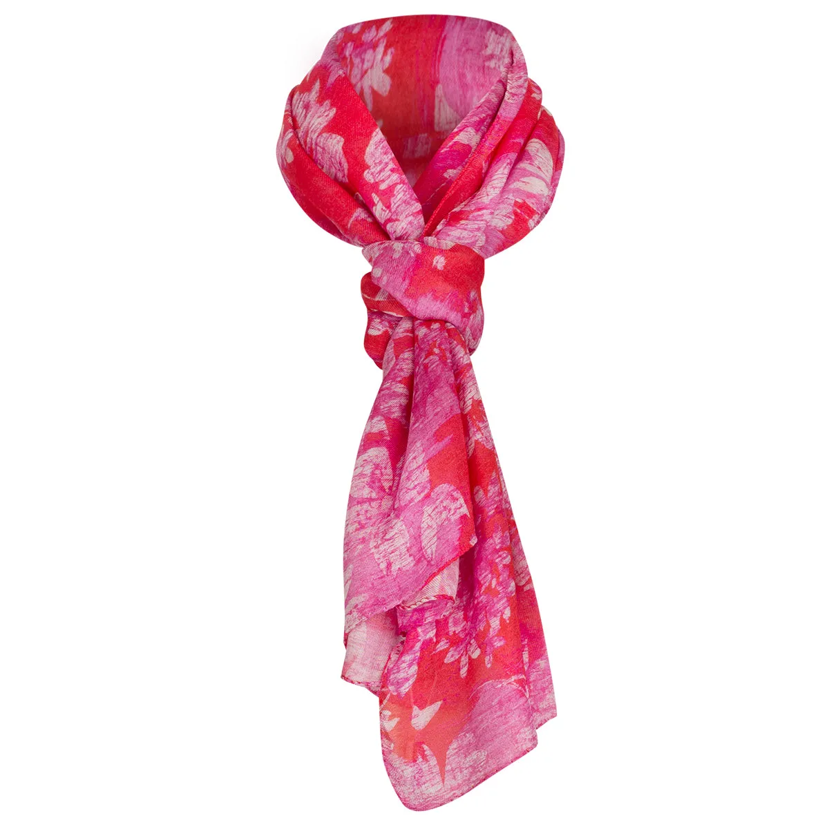 Modal Cashmere Scarf in Raspberry Blooms