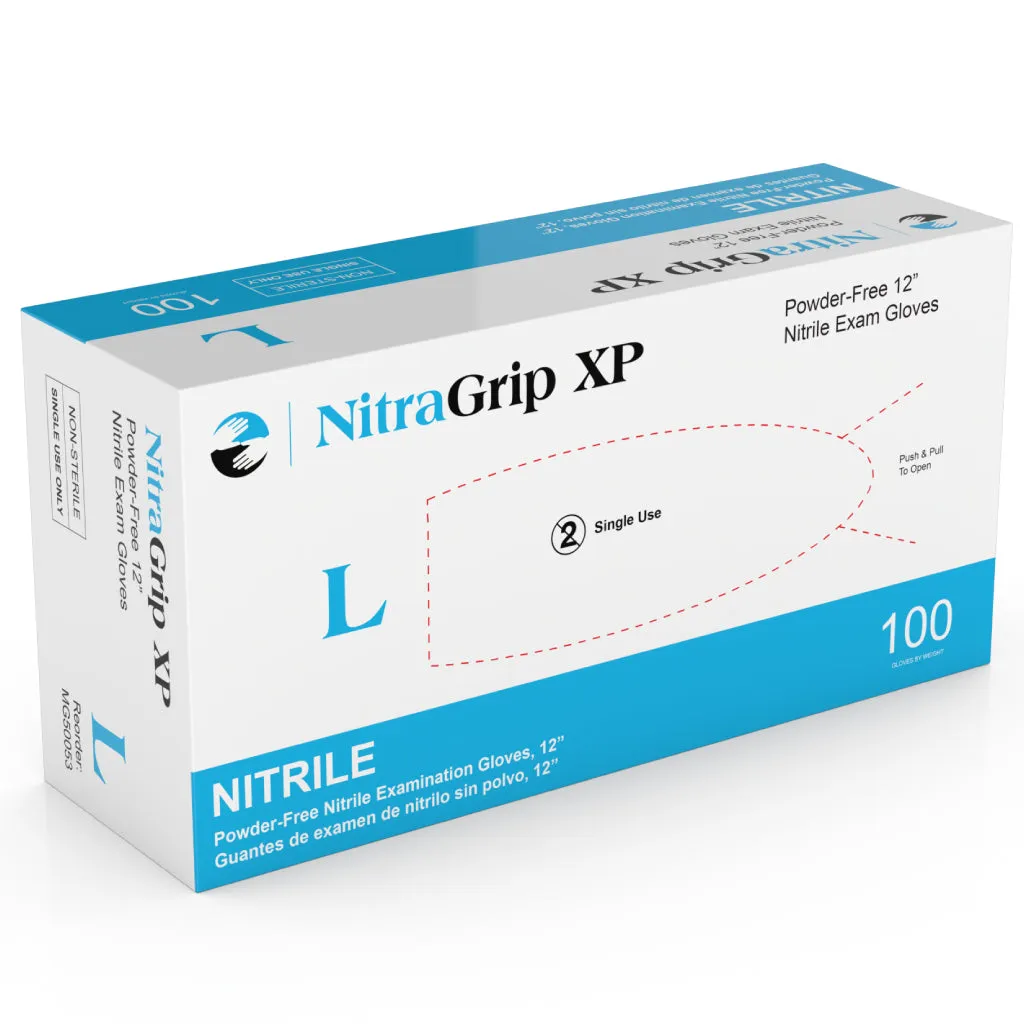 NitraGrip XP 12" Nitrile Gloves (6.5 mil) | Exam Grade | Case of 1000 (2X-3X = 900)