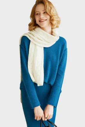 Solid Cable-Knit Cashmere Scarf