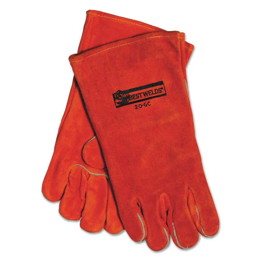 Split Cowhide Welding Gloves, Split Cowhide, Large, Right Hand, Russet, 1 Pair