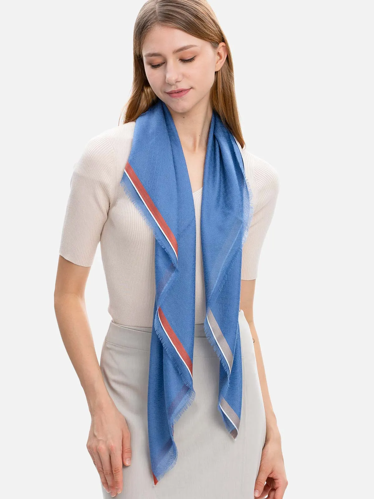 Square - Featherlight Blue Cashmere Scarf