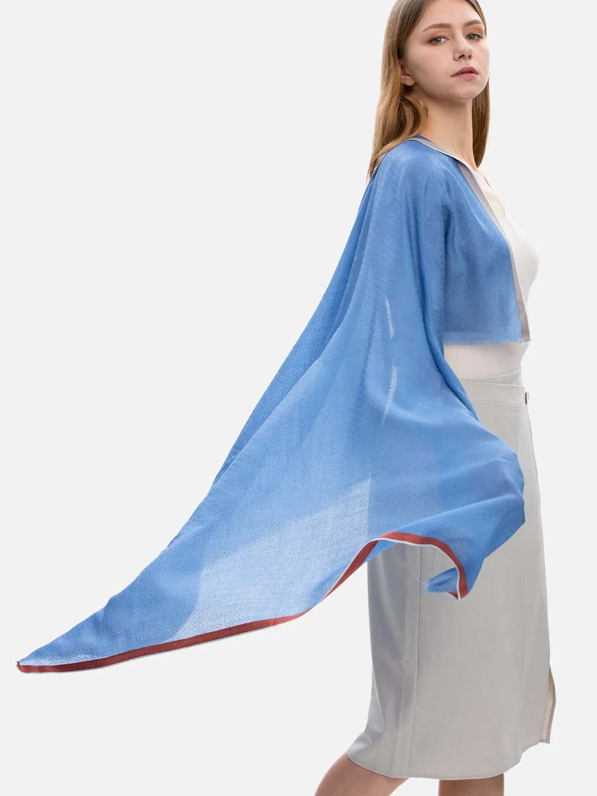 Square - Featherlight Blue Cashmere Scarf