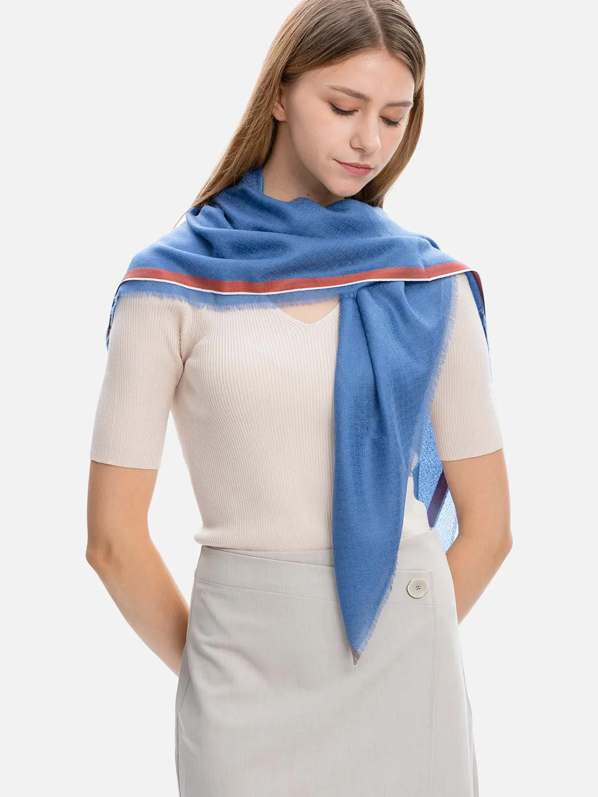 Square - Featherlight Blue Cashmere Scarf