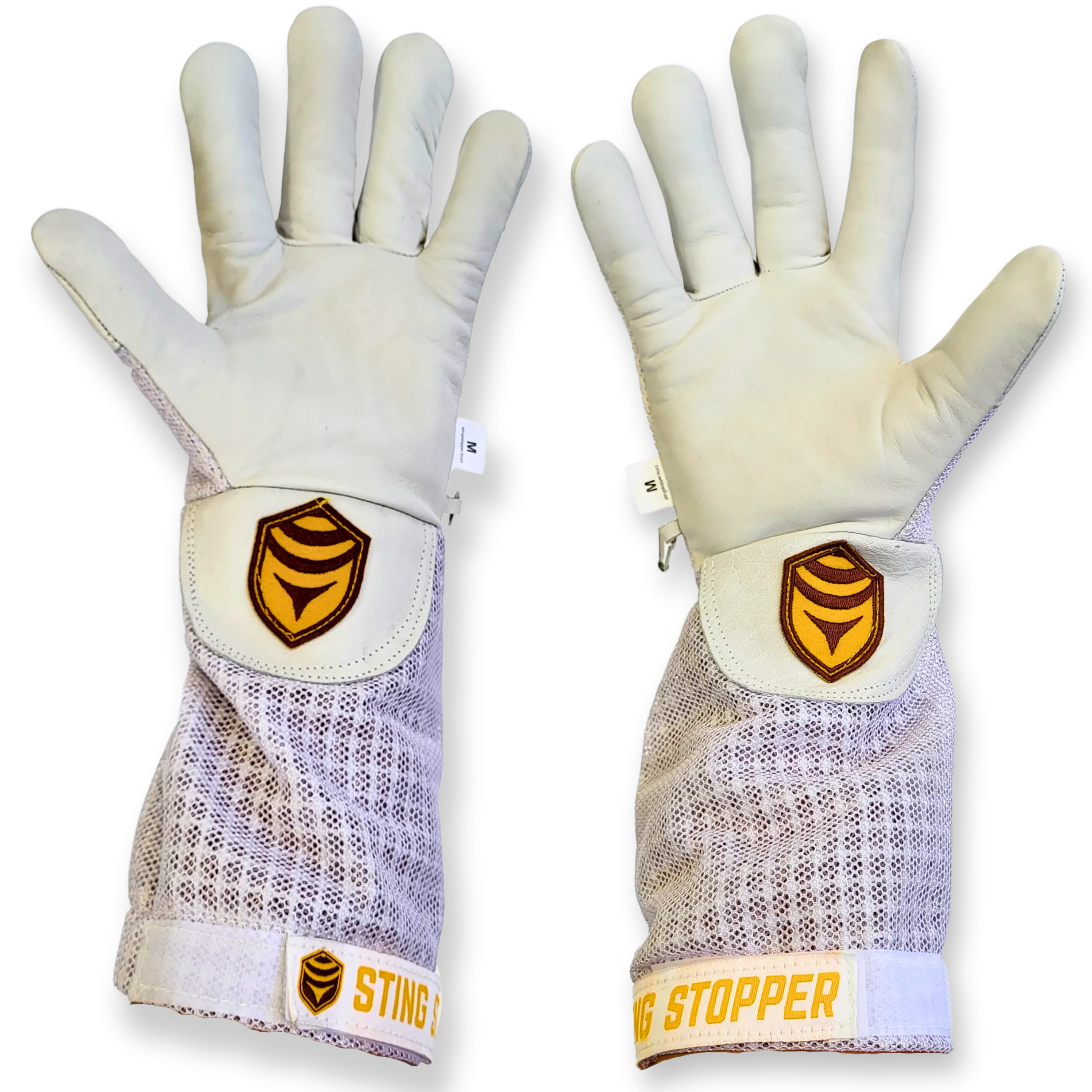 Sting Stopper Ventilated Goat Skin Beekeeping Gloves - Beekeeper White